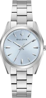 Produktbild von Bulova Surveyor Damenuhr Edelstahl Saphirglas 31 mm Gehäuse Silberfarben Hellblau
