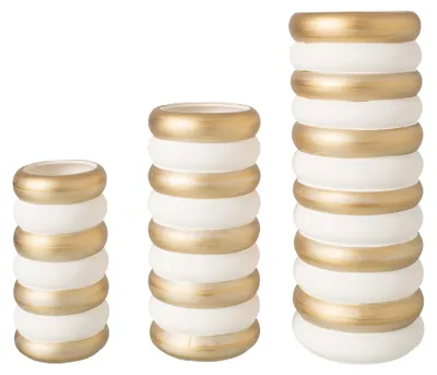 Produktbild von J-Line Set Von 3 Vase Porzellan Gold/Weiß