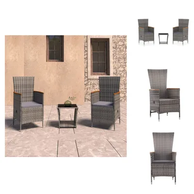 Produktbild von vidaXL 3-tlg. Garten-Lounge-Set mit Kissen Poly Rattan Grau -  Gartenmöbel-Sets