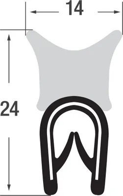 Produktbild von DO15 - PVC/ EPDM Kantenschutz Dichtungs Profil Gummi Dichtung oben - Klemmbereich 1 - 4 mm