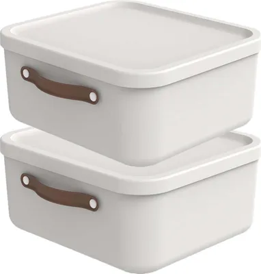 Produktbild von Rotho 2er-Set Aufbewahrungsbox 20 L Maloja - Kunststoffbox mit Deckel - Stapelbox 39,5 x 38,0 x 17,7 cm - Plastikbox Ordnungsbox Allzweckkiste