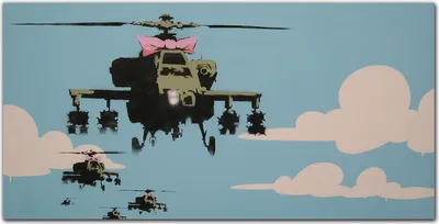 Produktbild von Coloray Bild aus Leinwand 100x50 Leinwand Dekoration - Hubschrauber Banksy