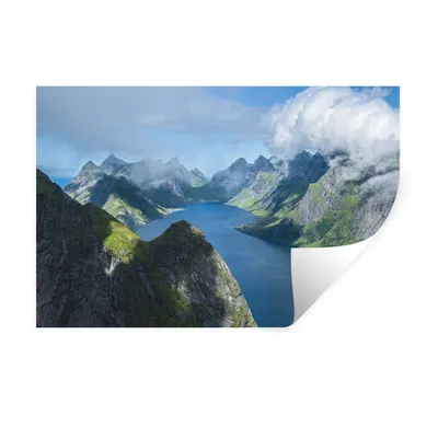 Produktbild von MuchoWow® Wandtattoo Wandsticker Wandaufkleber Blick über die Fjorde in Norwegen 90x60 cm Selbstklebend und Repositionierbar - Aufkleber