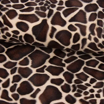 Produktbild von Velours Meterware Fellimitat Kunstfell Giraffe beige braun 150cm