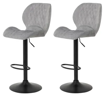 Barkruk 2er Set, Metall, Grau, 360° drehbar, höhenverstellbar