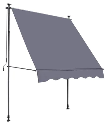 Produktbild von Gelenkarmmarkise Klemmmarkise 200 X 120 cm, höhenverstellbarer Sonnenschutz, Balkonmarkise ohne Bohren, Balkonmarkise mit Handkurbel, UV-Schutz, Gelenkarmmarkise für Außenbereiche (Grau)