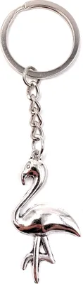 Produktbild von Onwomania Schlüsselanhänger Keychain Silber Metall Pelikan Flamingo Vogel Tier Zoo