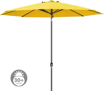 Produktbild von Sonnenschirm 3,5m rund gelb Garten Balkon knickbar mit Kurbel UV-Schutz Gestell anthrazit paramondo interpara