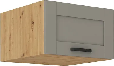 Produktbild von Oberer Tiefschrank mit Flügeltüren LAILI – Breite 60 cm, hellgrau / Artisan-Eiche