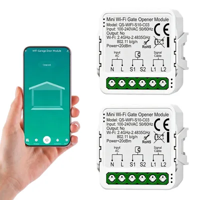 2er-Set WLAN-Garagentoröffner, App & Sprachsteuerung, Timer