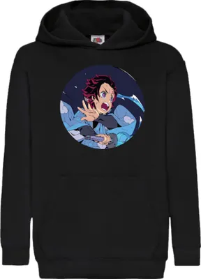 Immagine prodotto di Felpe con cappuccio per bambini Demon Anime Slayer Kimetsu No Yaiba Tanjiro Kamado 002, 7-8 Jahr - 128 / Noir