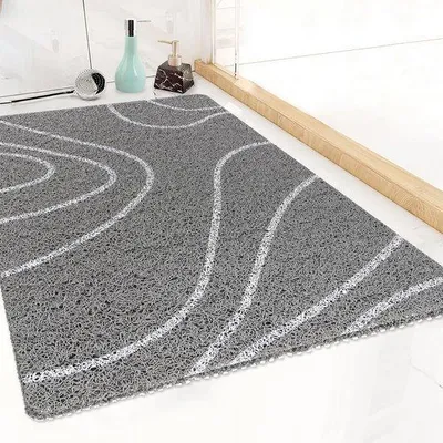 Produktbild von Ibenzoa® Antirutsch-Duschmatte 60 x 80 cm – grau, schnelltrocknende Luffa-Oberfläche, weiches PVC mit weißer Gummibeschichtung