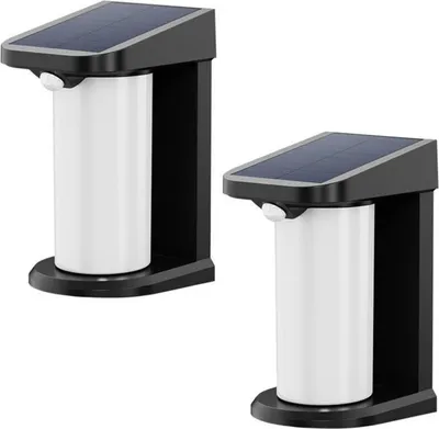 Immagine prodotto di 2 faretti solari LUSTY - H 18 cm - Lampada da parete con rilevatore di movimento - LED bianchi