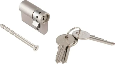 Immagine prodotto di Marchesi H36000 Mezzo cilindro di installazione, serratura di sicurezza a cilindro per porte, sistema meccanico a chiave dentata, ottone nichelato, 30,5 mm, incl. 3 chiavi
