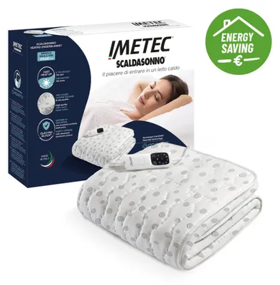 Immagine prodotto di Imetec Scaldasonno Adapto, sottocoperta singola riscaldata, 150x80 cm, basso consumo, tecnologia brevettata, riscaldamento rapido, temperatura individuale, 100 % cotone,  Italy, controllo a 6 temperature