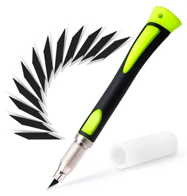 Imagen del producto de Juego de cuchillos de precisión con 12 hojas de repuesto y protector, cuchillo para manualidades, herramienta de corte para papel