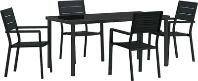 Produktbild von "SALE 2026" Garten Essgruppe - elegantes Design - Sitzgruppe/Tisch+ Stuhl - 5 pcs Schwarz Pulverbeschichteter Stahl - Terassenmöbel DEMöbel937473