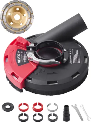 Produktbild von VEVOR przystawka odsysająca do szlifierki kątowej z maską odsysającą, uniwersalna 100-125 mm, osłona przeciwpyłowa z 6 tarczami mocującymi i tarczą diamentową 125 mm