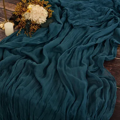 Produktbild von Seihtuch 2 Stück Blaugrün 90 x 300 cm Gaze Stoff Tischläufer Vintage Käsetuch Hochzeit Deko