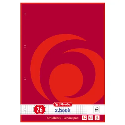 Immagine prodotto di herlitz Schulblock x.book, DIN A4, Lineatur 26 / kariert
