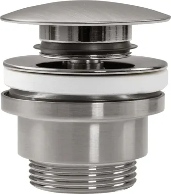 A close-up studio shot of a sink drain stopper.