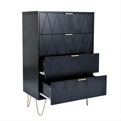 Produktbild von Kommode mit 4 Schubladen 60 x 34 x 91 cm Schwarz