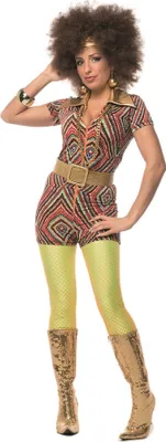 Produktbild von L3201792-36 kariert-rot Damen Hippie Catsuit-Kostüm Gr.36