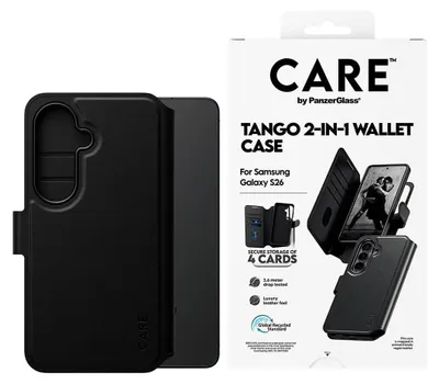 Obrázek produktu pro PanzerGlass CARE™ by ® Tango 2-in-1 Wallet Case w. Qi Samsung Galaxy S26, Obal, Samsung, Samsung - Galaxy S26, Průhledná