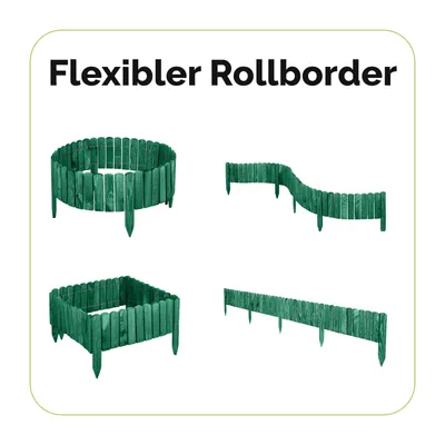 Image de Garronda Bordure de parterre en bois Clôture à enroulement imprégnée Bordure à enroulement flexible Bordure de gazon Palisade Clôture pour jardin Longueur : 200 cm GD-0046 (Vert émeraude, hauteur 10 cm)
