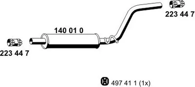 Produktbild von ERNST 140010 Mittelschalldämpfer Schalldämpfer für VW Caddy III Kombi (2KB, 2KJ, 2CB, 2CJ) Caddy III Kastenwagen (2KA, 2KH, 2CA, 2CH)