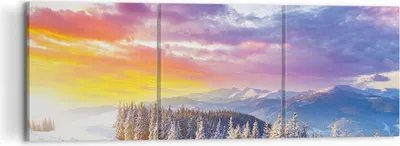 Produktbild von Bild auf Leinwand - Leinwandbild - Berge Schnee Winter - 120x40cm - Wand Bild - Wanddeko - Leinwanddruck - Bilder - Kunstdruck - Wanddekoration - Leinwand bilder - Wandkunst - CA120x40-3605