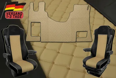 Obrázok produktu pre Súprava 1+1 poťahov sedadiel + rohože pre nákladné vozidlo Mercedes Actros MP4 Automatic BEIGE