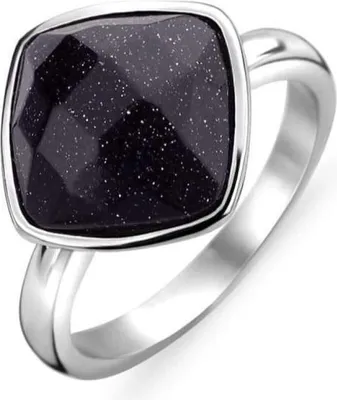 Produktbild von Victoria Silberfarbener Ring mit schwarzem Stein