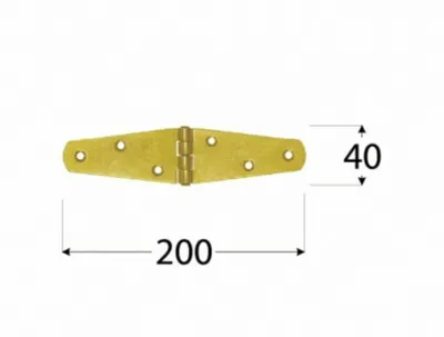 Immagine prodotto di Cerniera per cassa con perno rivettato zincato giallo 200x40x2,0mm