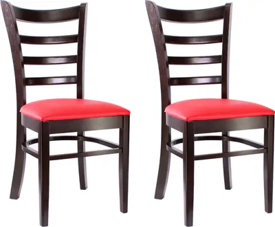 Produktbild von pemora 2-er Set Bistrostuhl Holzstuhl OXFORD; Sitzfarbe: Kunstleder karminrot