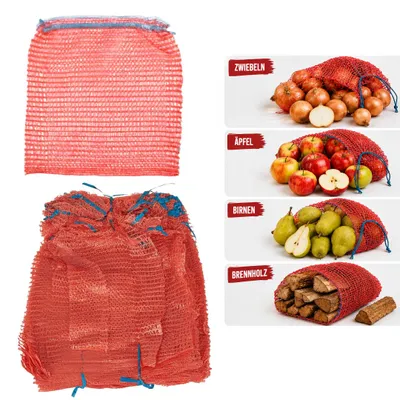 Produktbild von 100x 15 kg Raschelsäcke Kartoffel Raschel Säcke Netzsäcke Holzsäcke Fruchtsäcke 42x60
