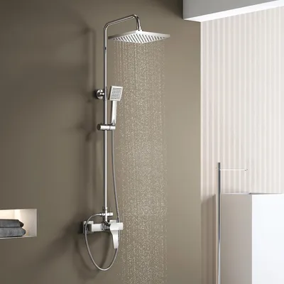 Produktbild von Duscharmatur Komplettset Regendusche mit Handbrause und Armatur, Höhenverstellbar, Chrom