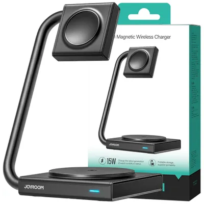 Produktbild von 2in1 magnetisches kabelloses Ladegerät Joyroom JR-WQN05 15W (Schwarz)