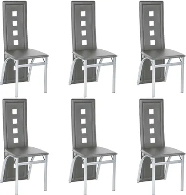 Produktbild von 6er set Esszimmerstühle Stuhl Hochlehner Polsterstuhl Sitzgruppe Essgruppe Esszimmerstuhl Wartestuhl  Besucherstuhl（Grau）