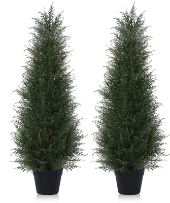 Obrázok produktu pre Umelá cédrová rastlina, 90 cm, odolná voči UV žiareniu, dekorácia do exteriéru (balenie po 2 ks)