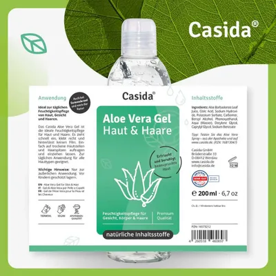Image de Gel Aloe Vera pour la peau et les cheveux, 200 ml | CASIDA