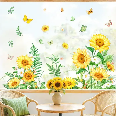 Produktbild von Fensterbilder mit Sonnenblumen und Schmetterlingen für den Sommer