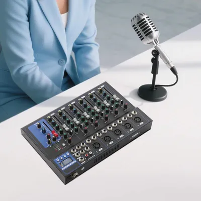 Zdjęcie produktu dla Mikser DJ-ski – 7-kanałowy mikser audio – profesjonalny – do imprez, wesel, barów i scen – czarny