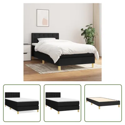 Produktbild von The Living Store Boxspringbett mit Matratze Schwarz 90x190 cm Stoff
