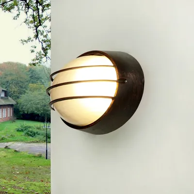 Produktbild von Maritime Wandlampe Außen E27 B:22cm Echtglas oval Ziergitter Wandleuchte Gold Antik Balkon Fassade