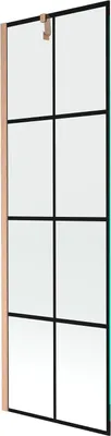 Produktbild von Mexen Next Badewannenfaltwand 1-flügelig 60 x 150 cm, schwarzes Muster, gebürstetes Kupfer - 895-060-000-00-77-65