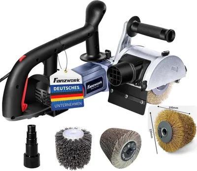 Produktbild von FANZWORK Satiniermaschine Schleifmaschine Bürstenschleifgerät Bürstenschleifer zur Renovierung, Drehzahlregelung, Stahldraht+Nylon+Schleifpapier Bürste