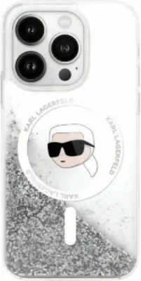 Immagine prodotto di Karl Lagerfeld Klhmp16Llgkisgh Custodia rigida per Iphone 16 Pro 6.3 Trasparente Glitter Liquido Karl Head Magsafe