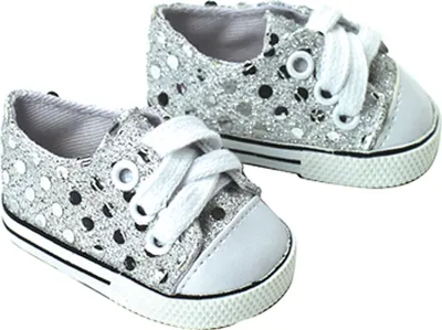 Obrázok produktu pre Sophia's By Teamson Kids 18" detské topánky pre bábiky s flitrami a šnúrkami Silver