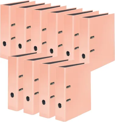 Produktbild von Original Falken 10er Pack PastellColor-Ordner.  Germany. 8 cm breit DIN A4 Pastell-Farbe Pfirsich-Orange Ringordner Aktenordner Briefordner Büroordner Plastikordner Schlitzordner Motivordner